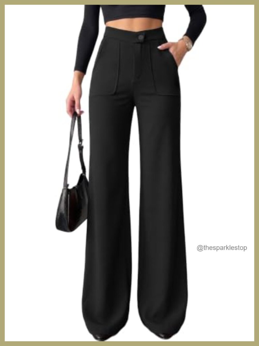 Wide Leg High Waisted Stretchy Work Office Trousers